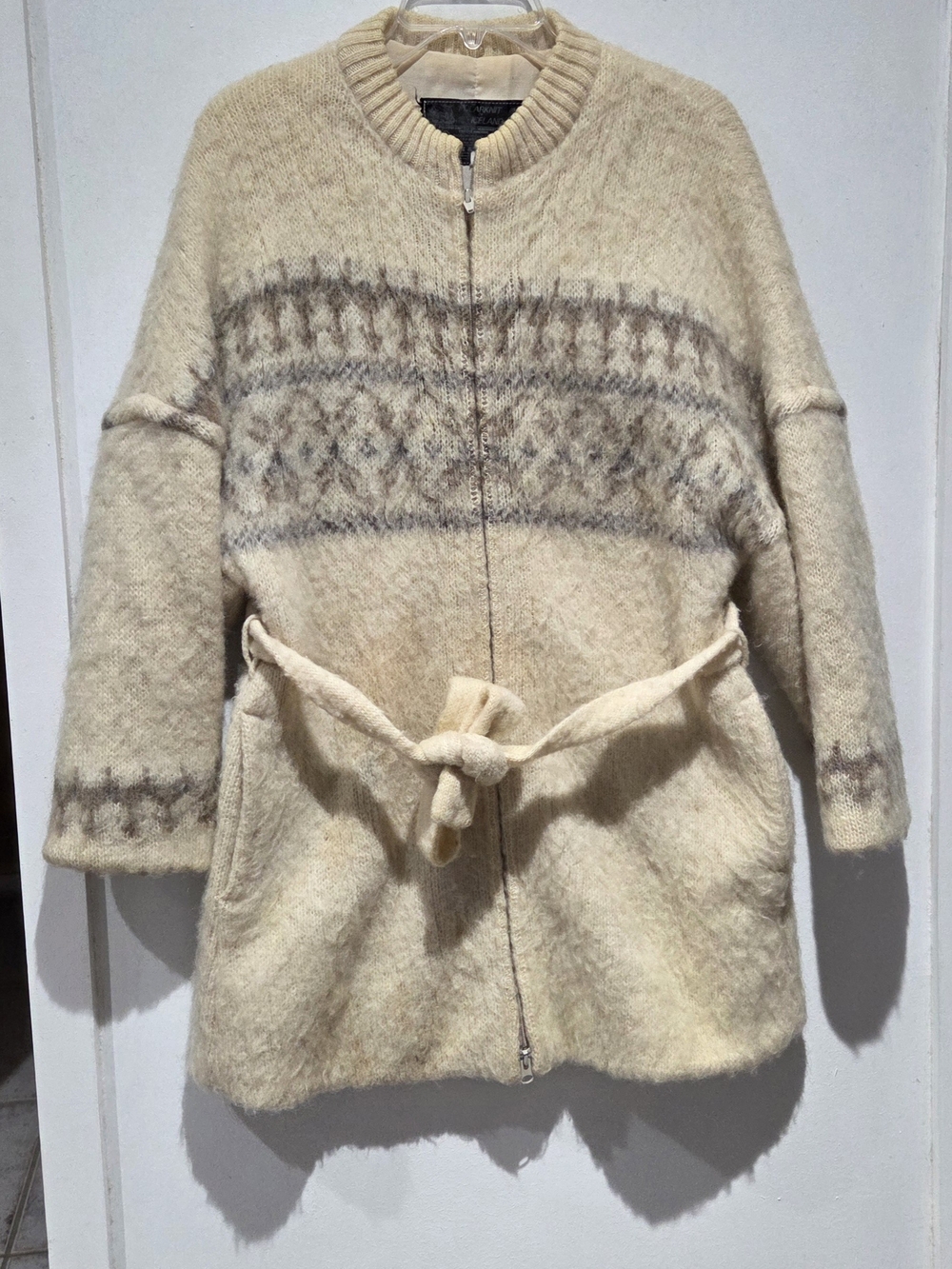 Icelandic Wool Belted Full Zip Jacket Coat
